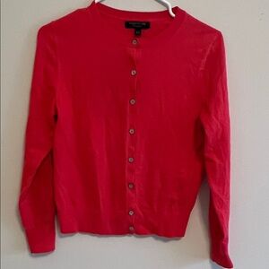 Bright Pink Button-Front Cardigan Sweater